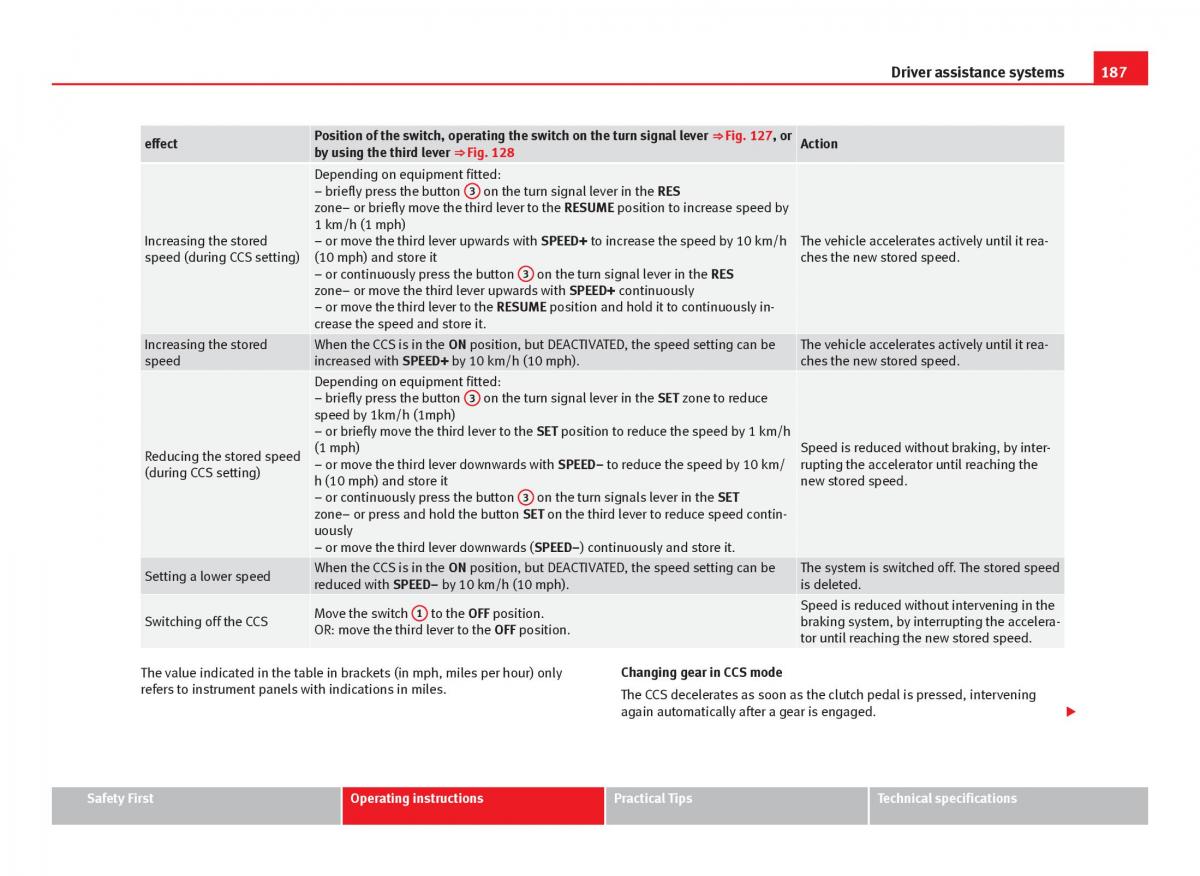 Seat Leon III 3 owners manual / page 189