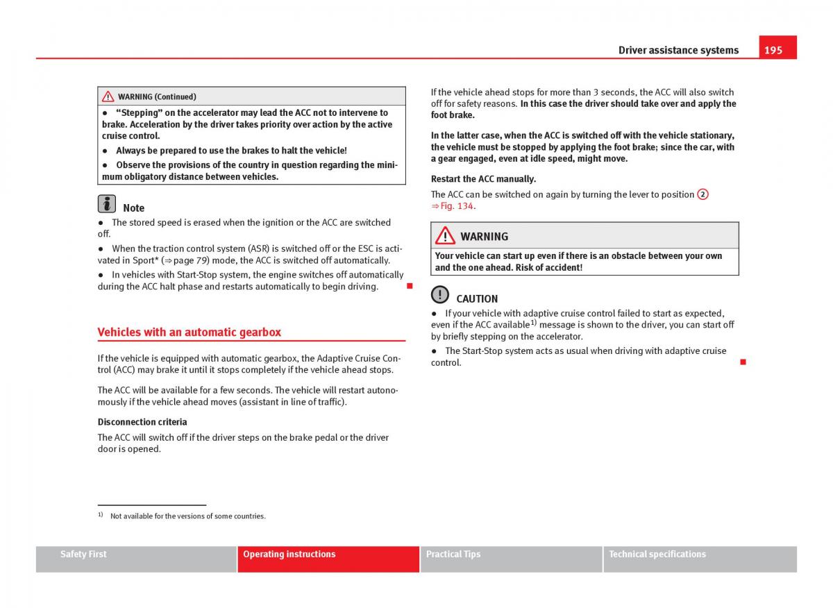 Seat Leon III 3 owners manual / page 197