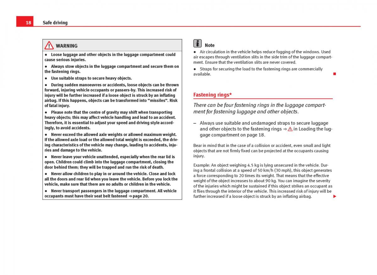 Seat Leon III 3 owners manual / page 20