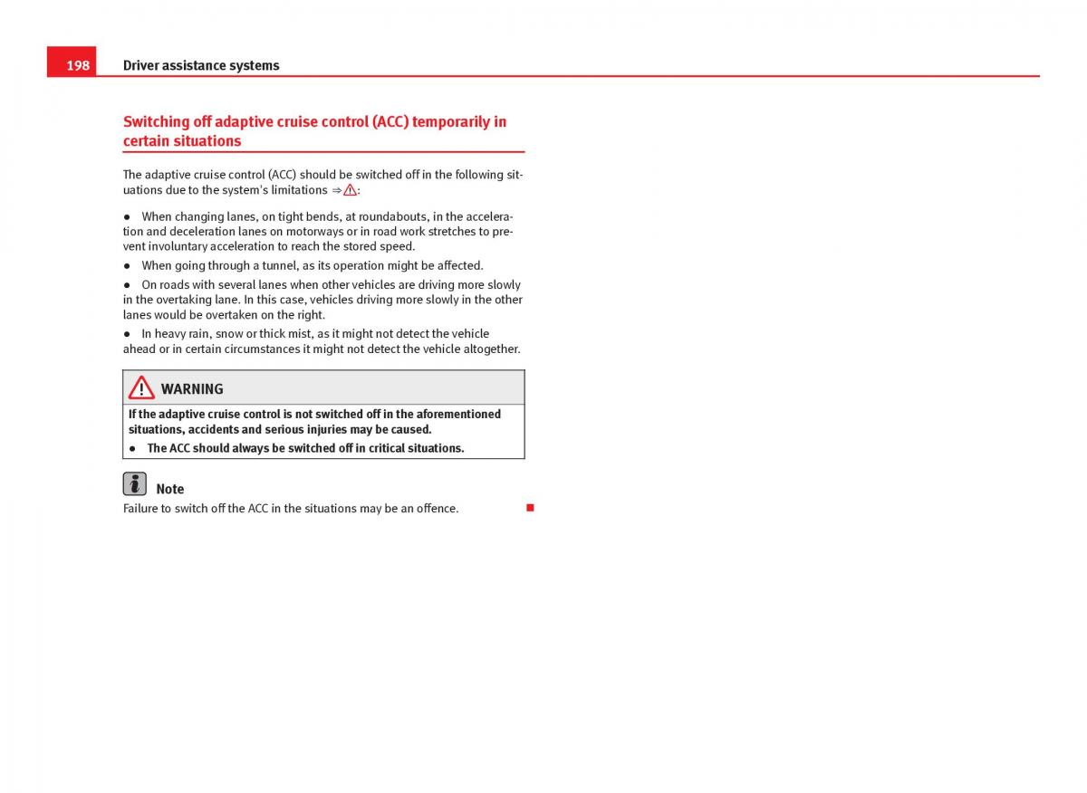 Seat Leon III 3 owners manual / page 200