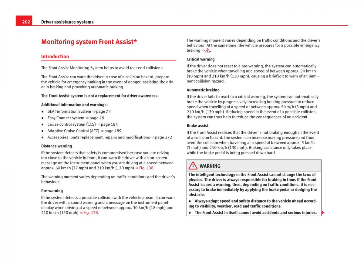 Seat Leon III 3 owners manual / page 204