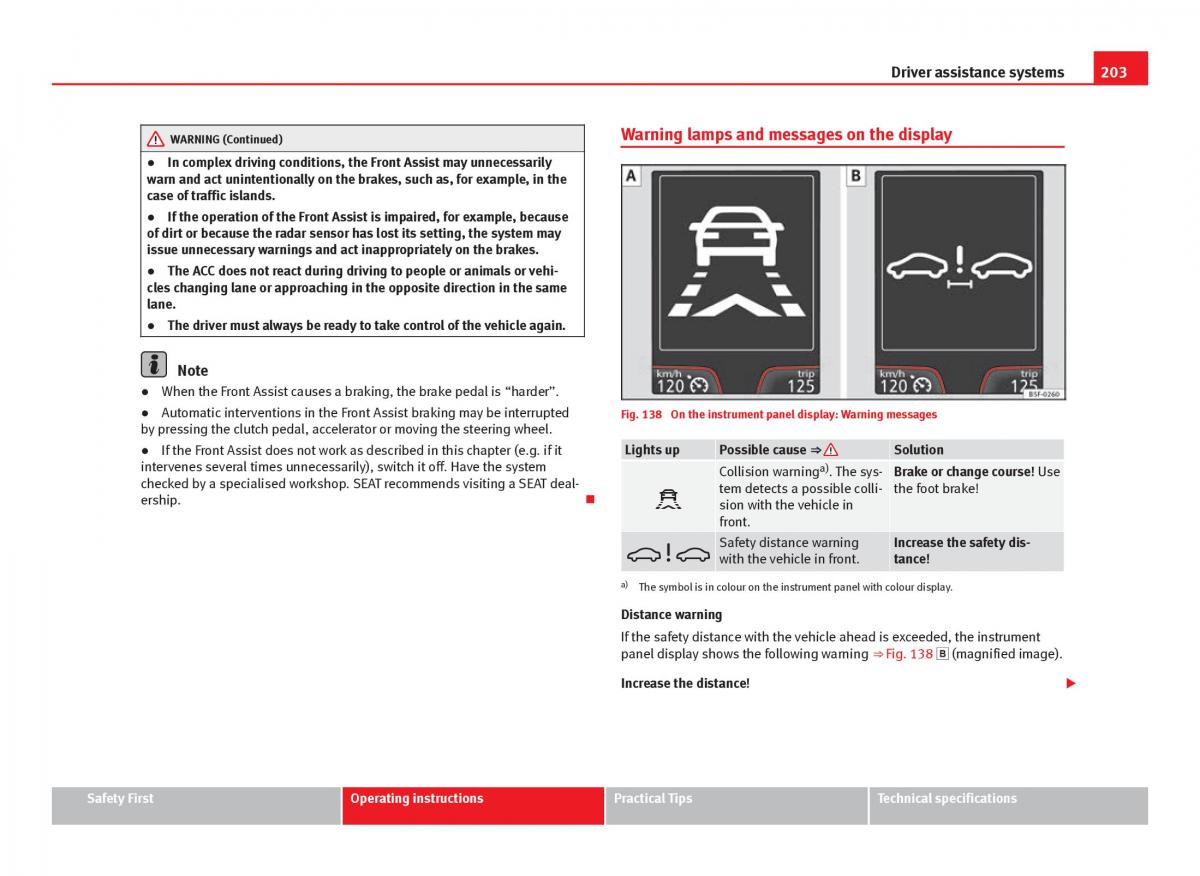 Seat Leon III 3 owners manual / page 205