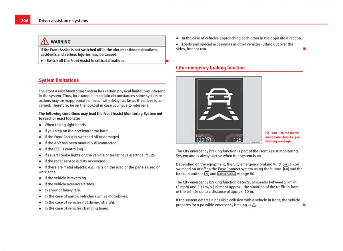 Seat Leon III 3 owners manual / page 208