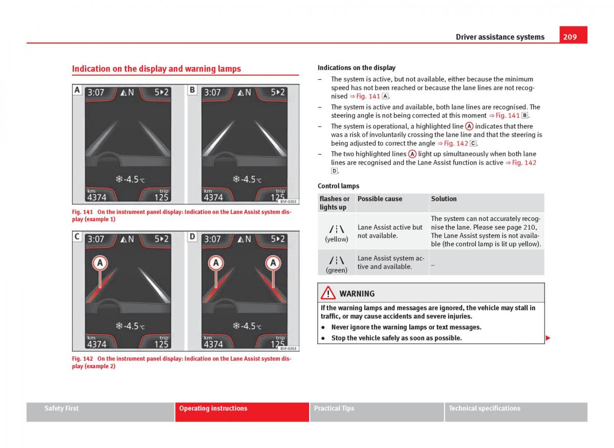 Seat Leon III 3 owners manual / page 211