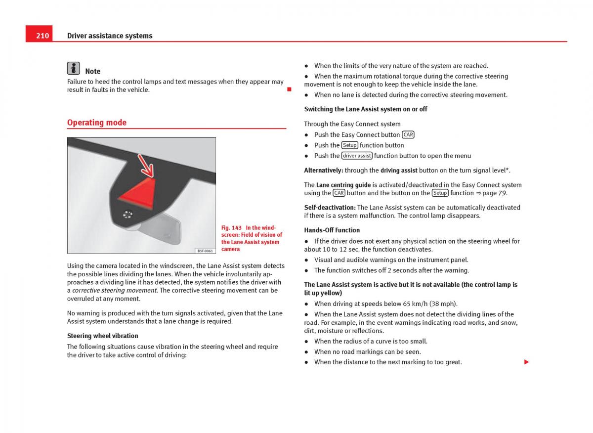 Seat Leon III 3 owners manual / page 212