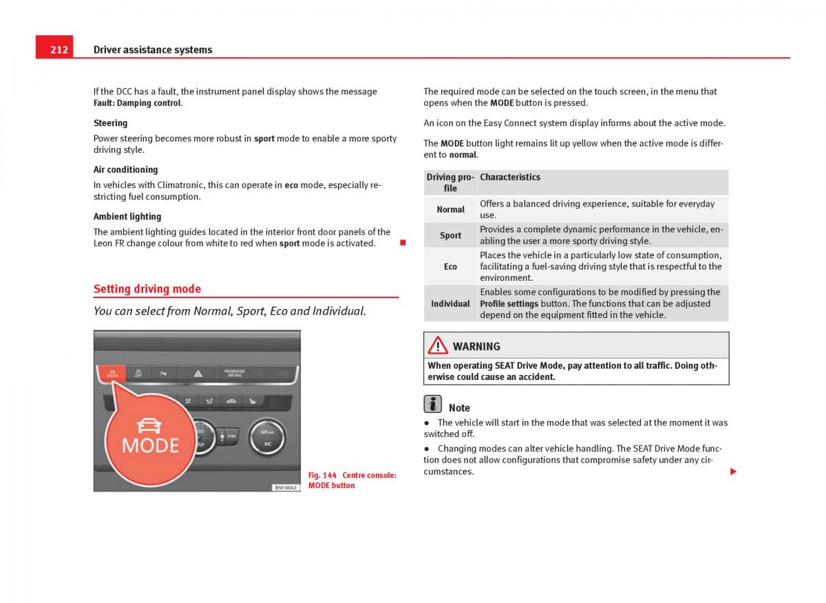 Seat Leon III 3 owners manual / page 214