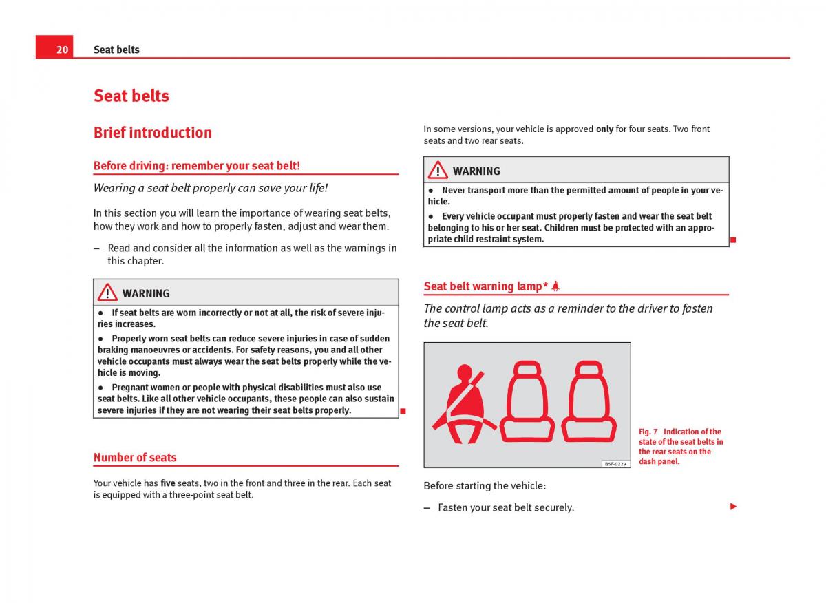 Seat Leon III 3 owners manual / page 22