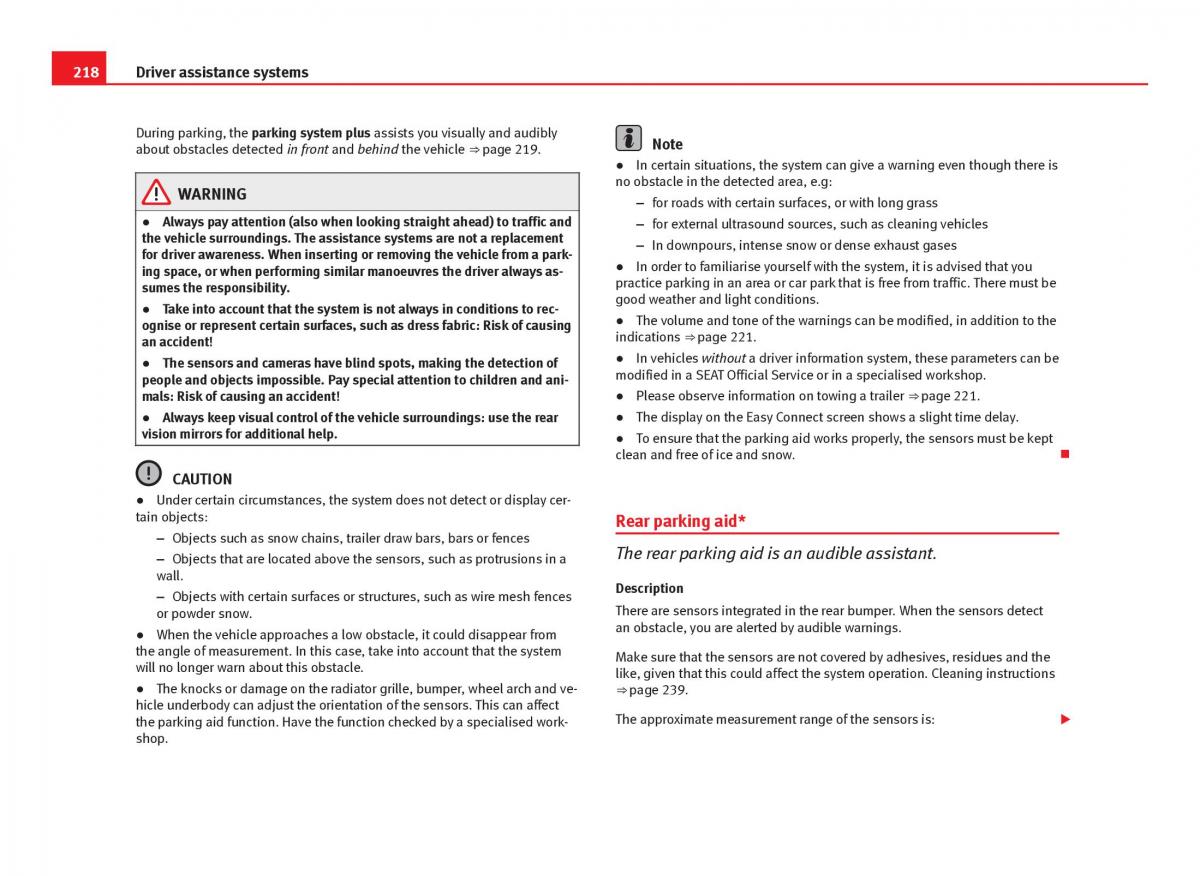 Seat Leon III 3 owners manual / page 220