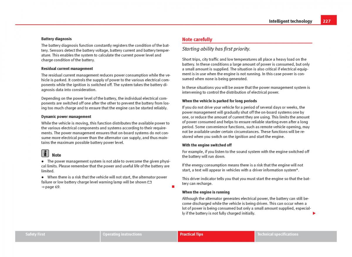 Seat Leon III 3 owners manual / page 229