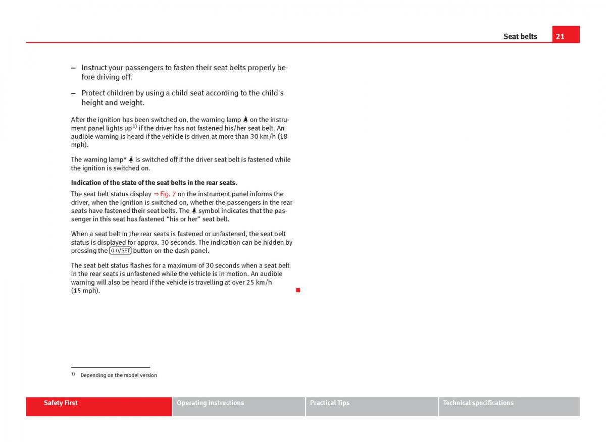 Seat Leon III 3 owners manual / page 23