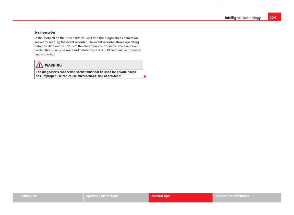 Seat Leon III 3 owners manual / page 231