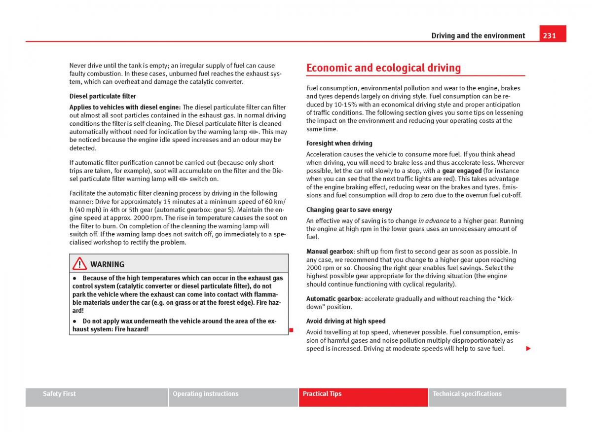 Seat Leon III 3 owners manual / page 233