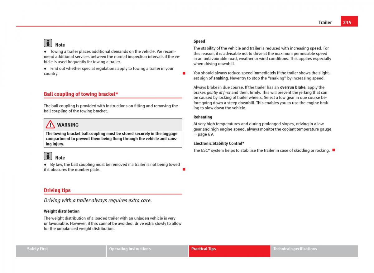 Seat Leon III 3 owners manual / page 237