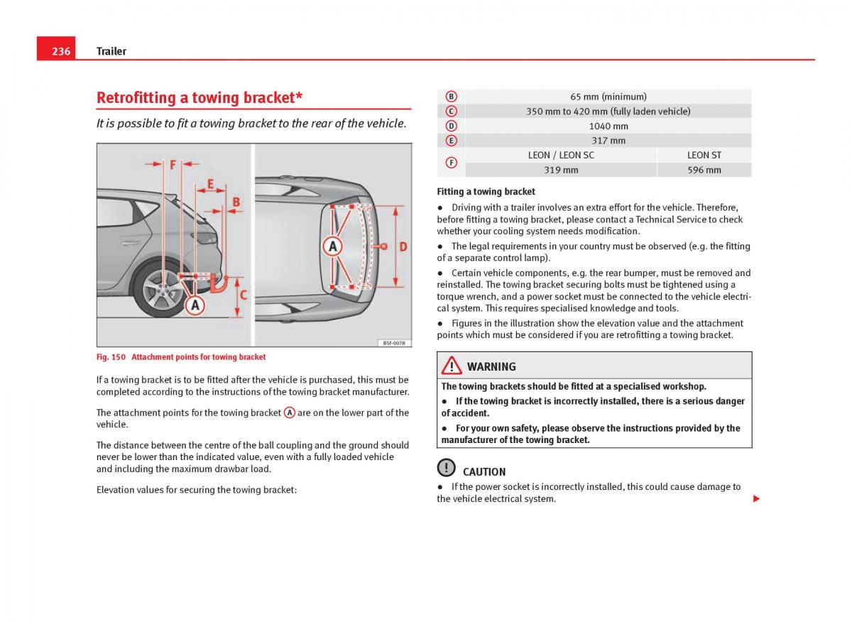 Seat Leon III 3 owners manual / page 238