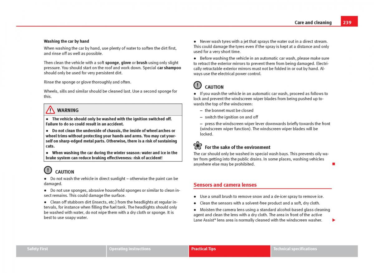 Seat Leon III 3 owners manual / page 241