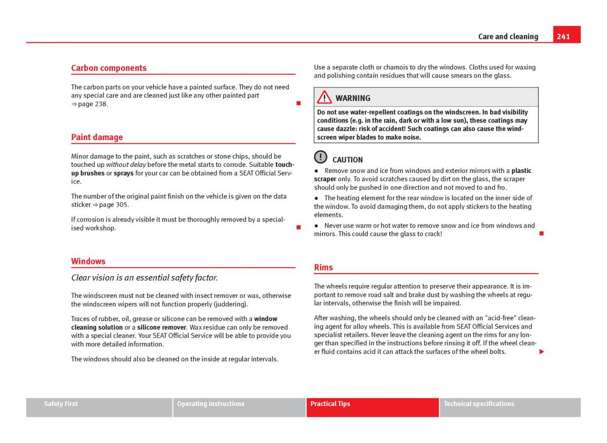 Seat Leon III 3 owners manual / page 243