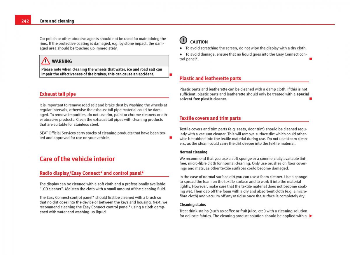 Seat Leon III 3 owners manual / page 244