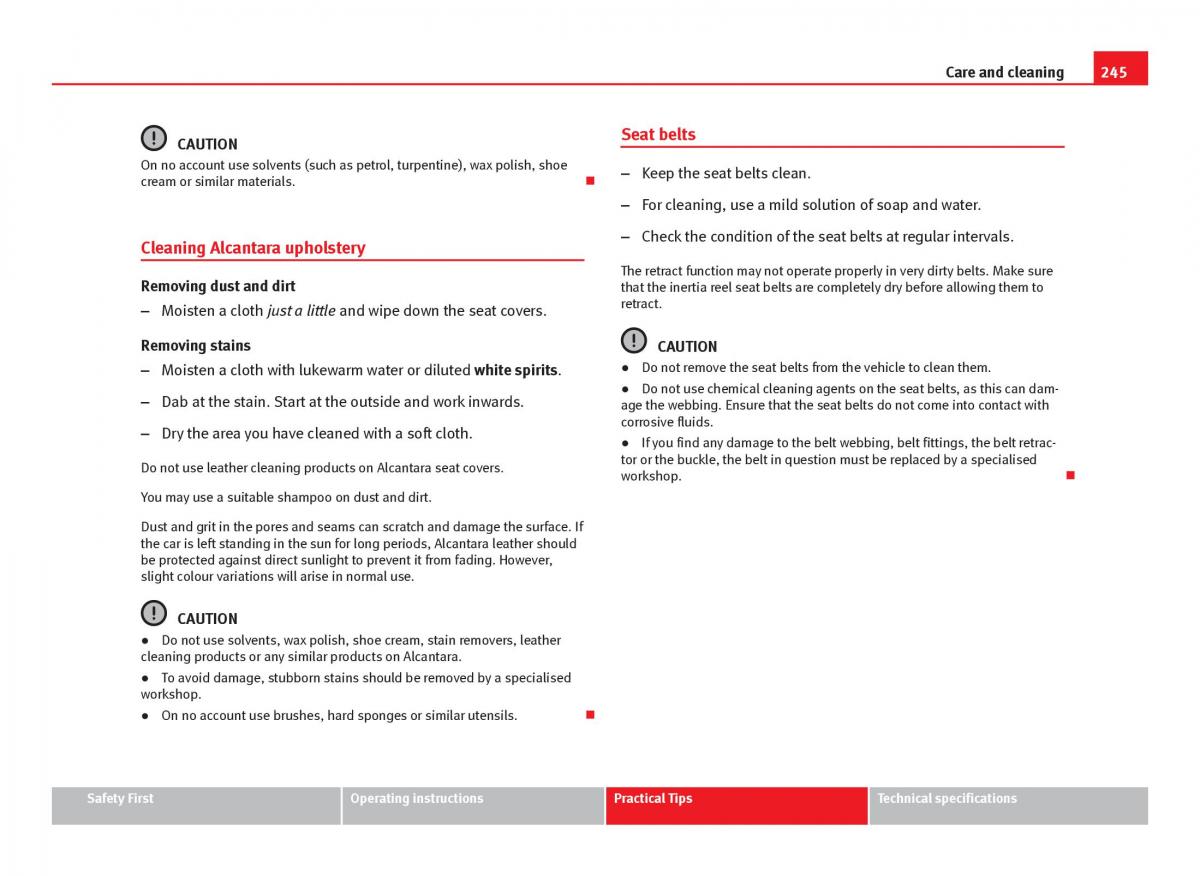 Seat Leon III 3 owners manual / page 247