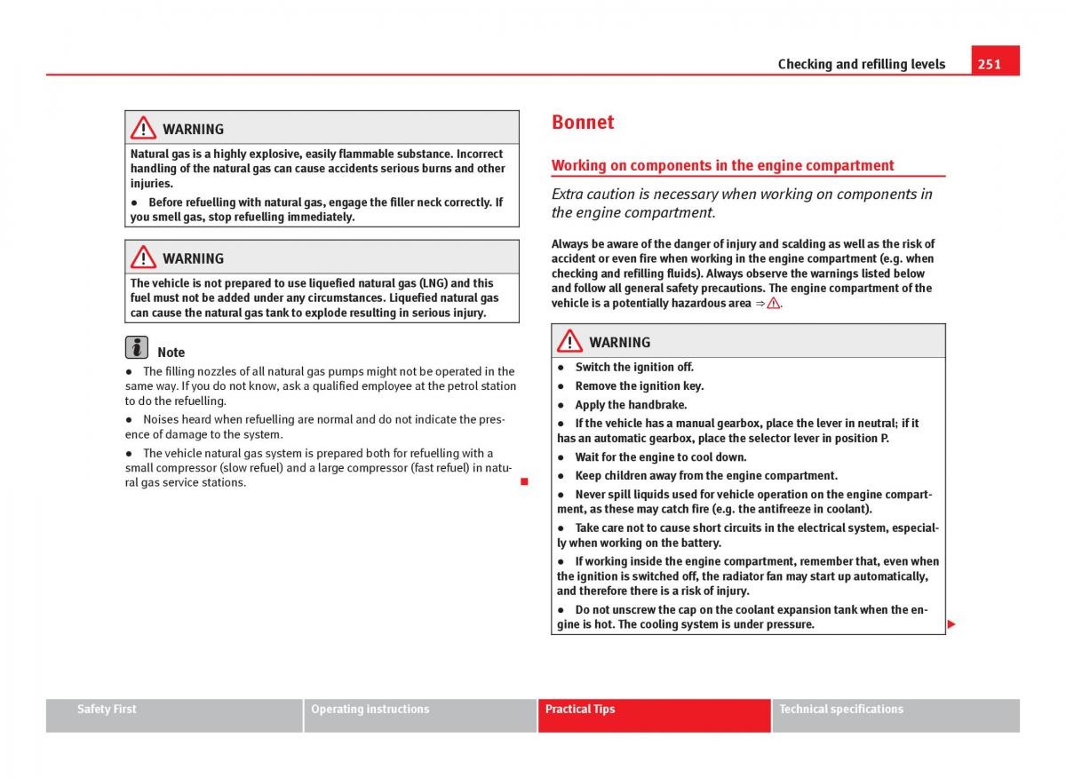 Seat Leon III 3 owners manual / page 253