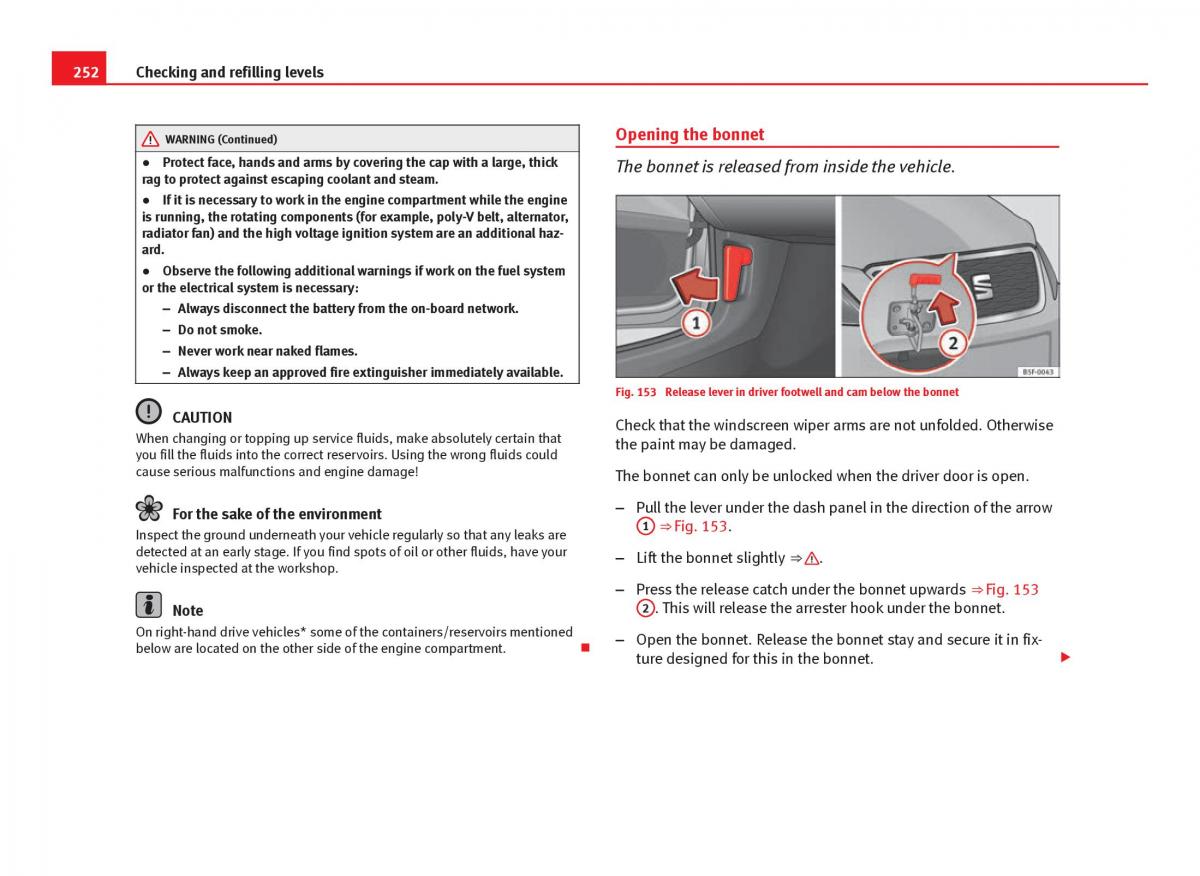 Seat Leon III 3 owners manual / page 254