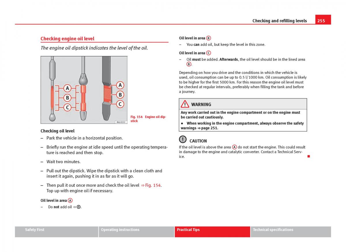 Seat Leon III 3 owners manual / page 257