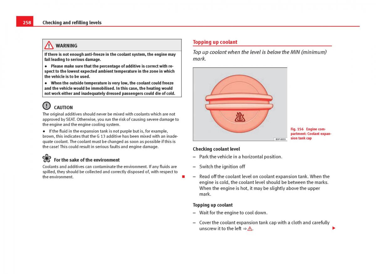 Seat Leon III 3 owners manual / page 260