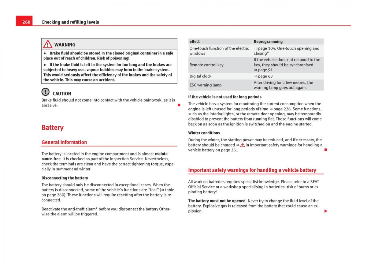 Seat Leon III 3 owners manual / page 262