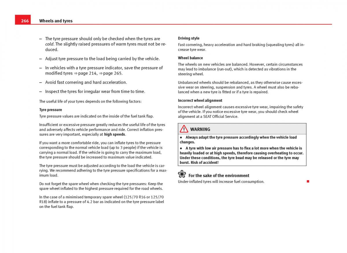 Seat Leon III 3 owners manual / page 268