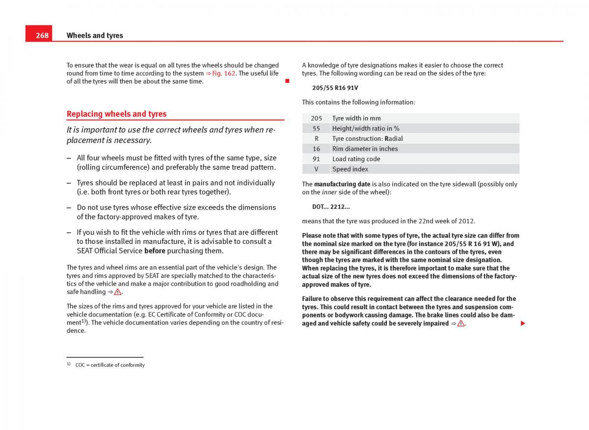 Seat Leon III 3 owners manual / page 270