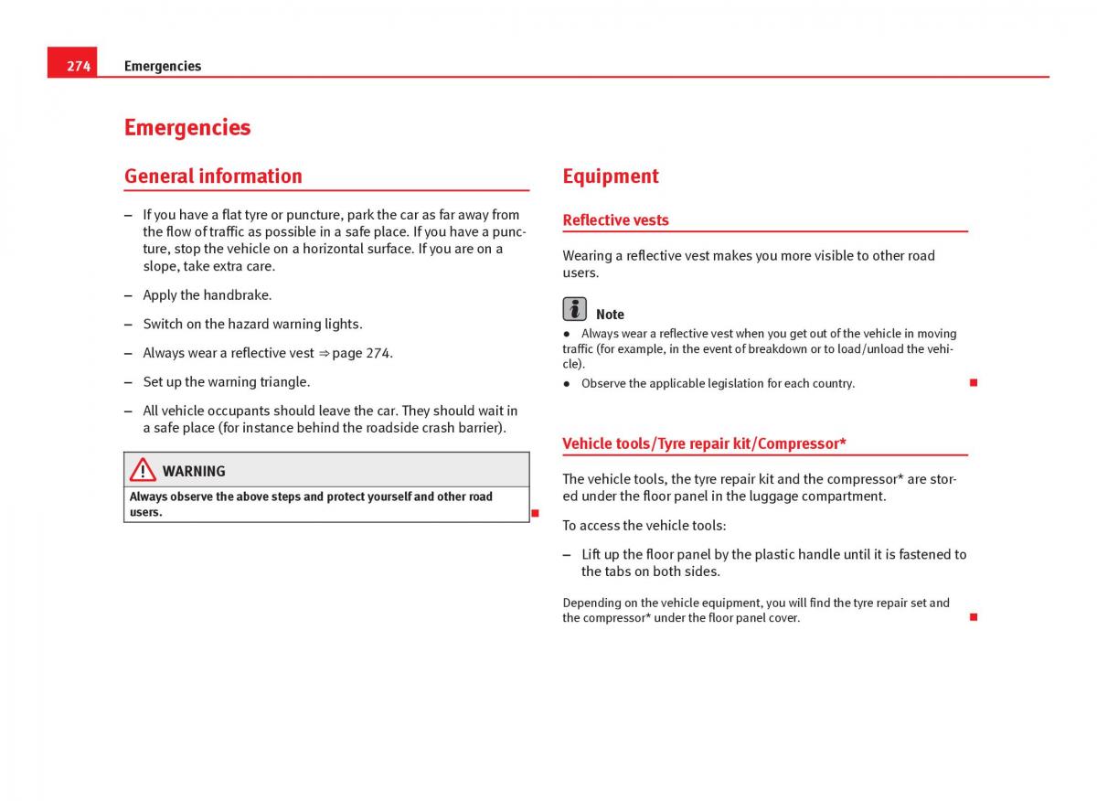 Seat Leon III 3 owners manual / page 276