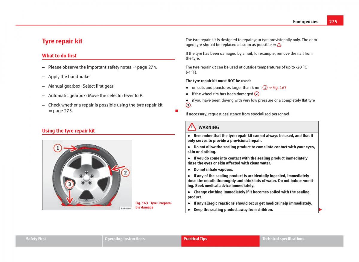 Seat Leon III 3 owners manual / page 277