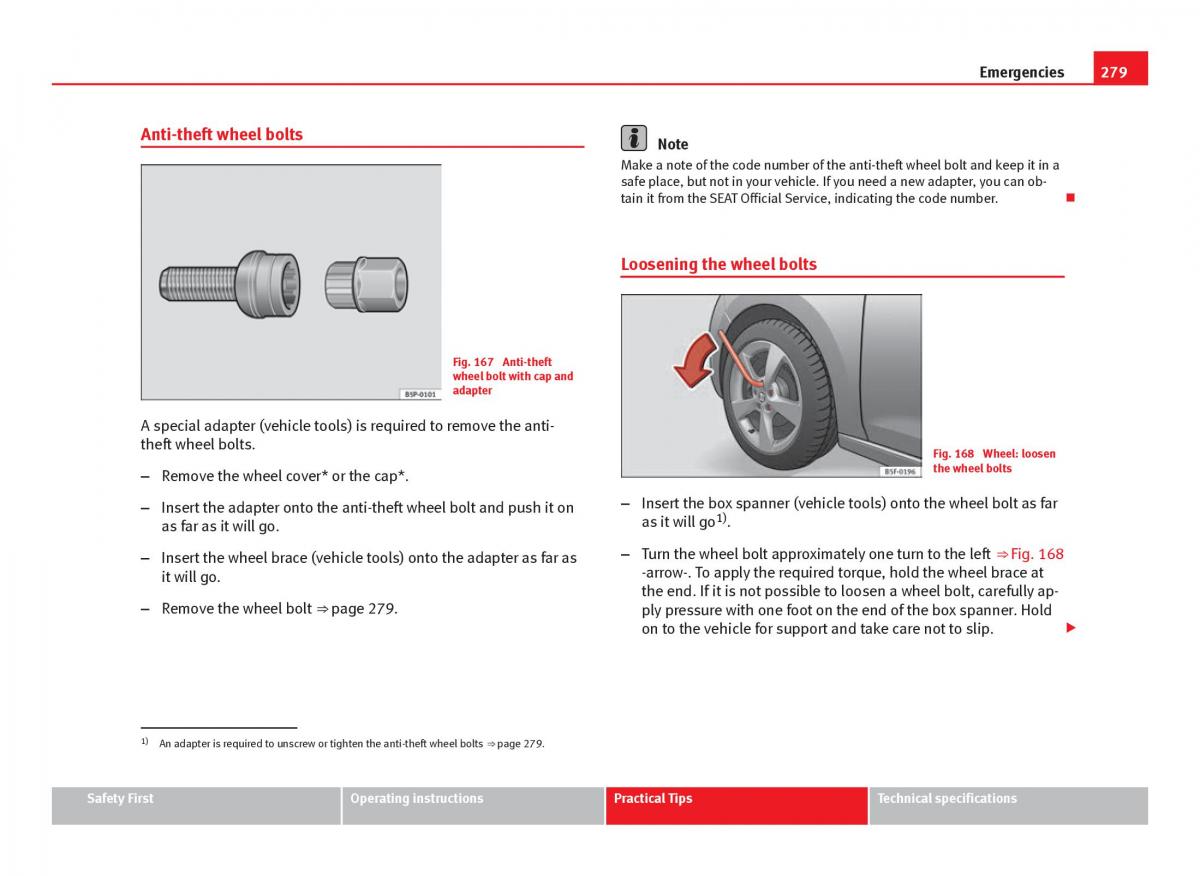 Seat Leon III 3 owners manual / page 281