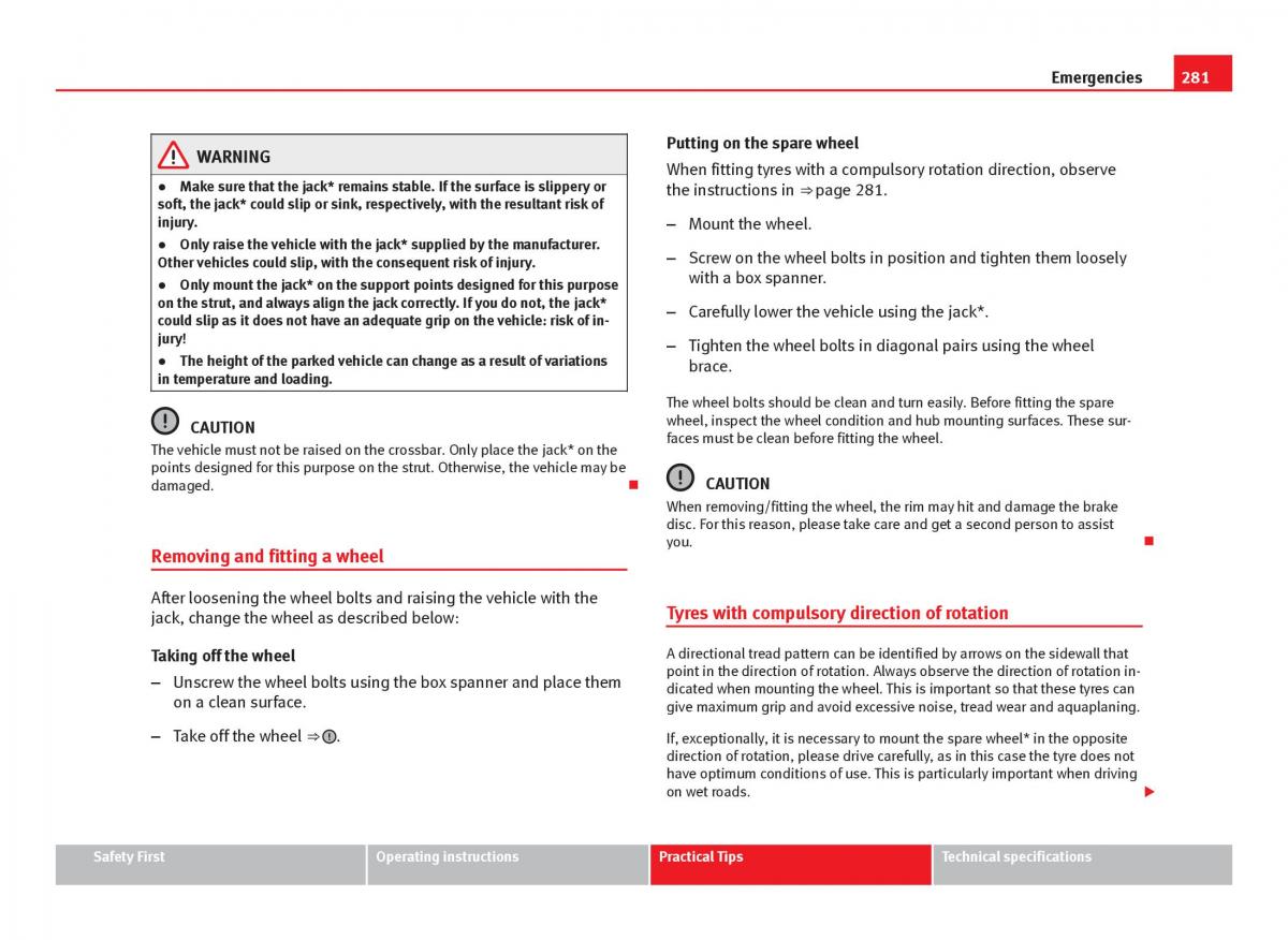 Seat Leon III 3 owners manual / page 283