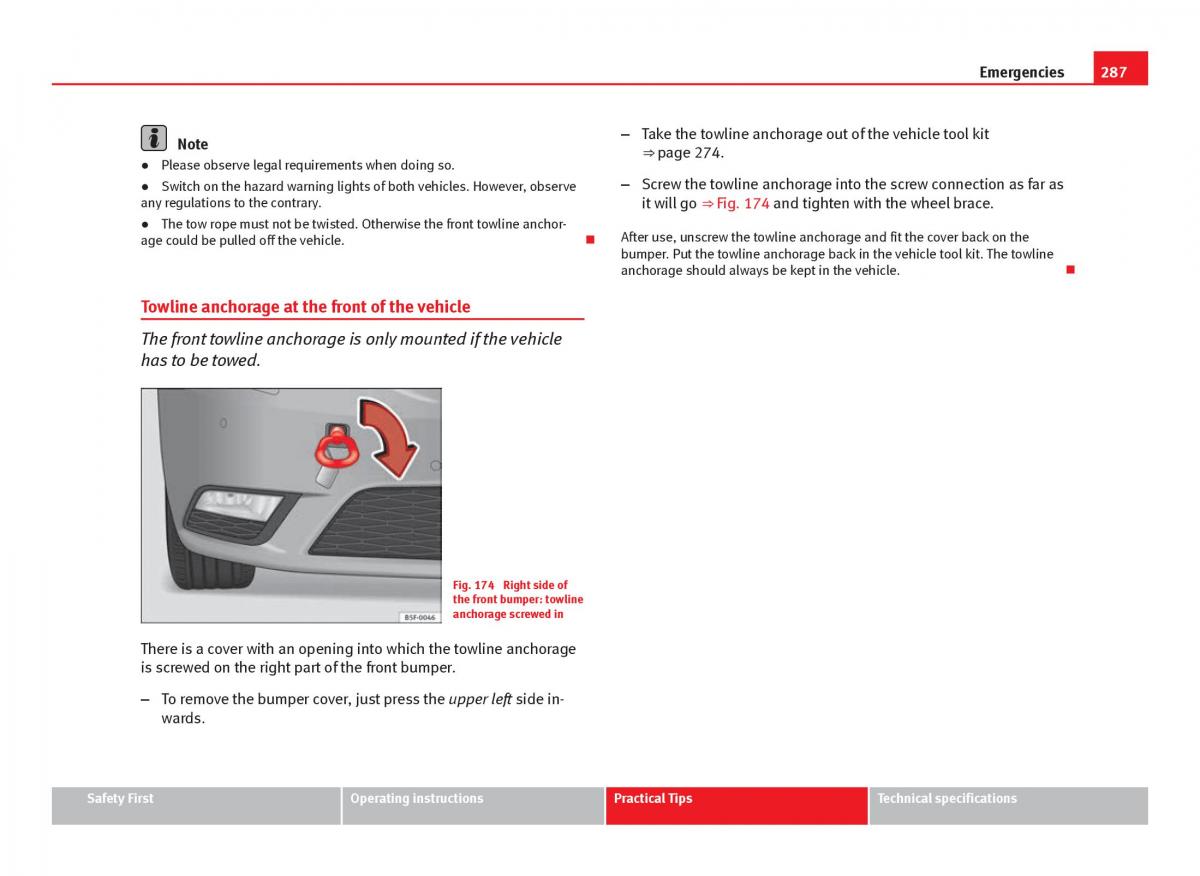 Seat Leon III 3 owners manual / page 289