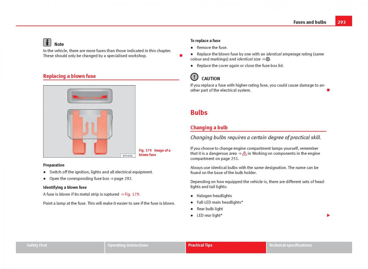 Seat Leon III 3 owners manual / page 295