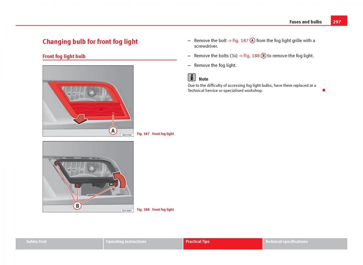 Seat Leon III 3 owners manual / page 299