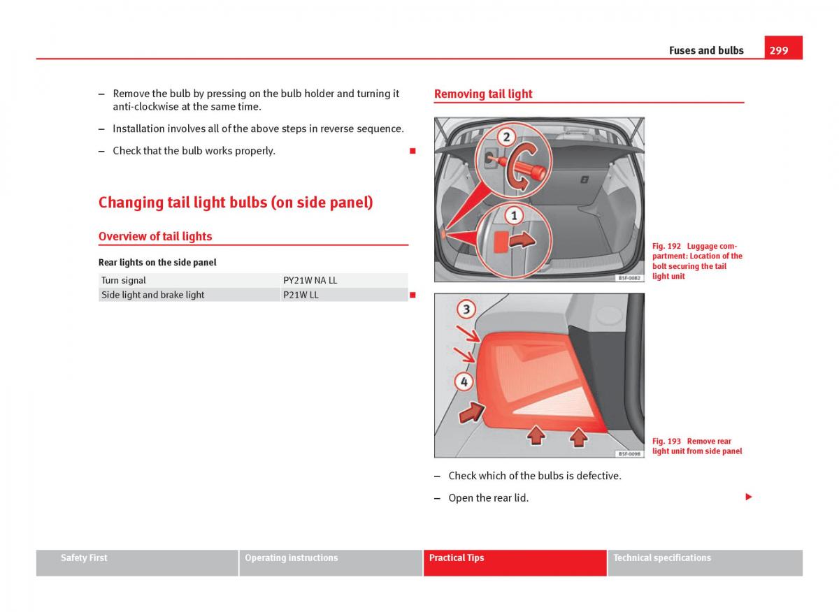 Seat Leon III 3 owners manual / page 301