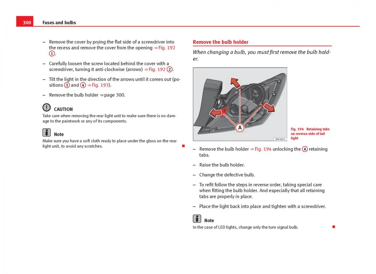 Seat Leon III 3 owners manual / page 302