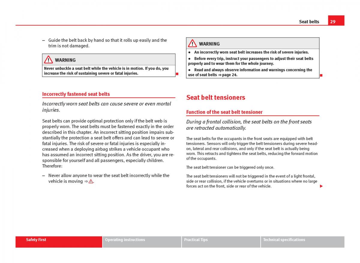 Seat Leon III 3 owners manual / page 31