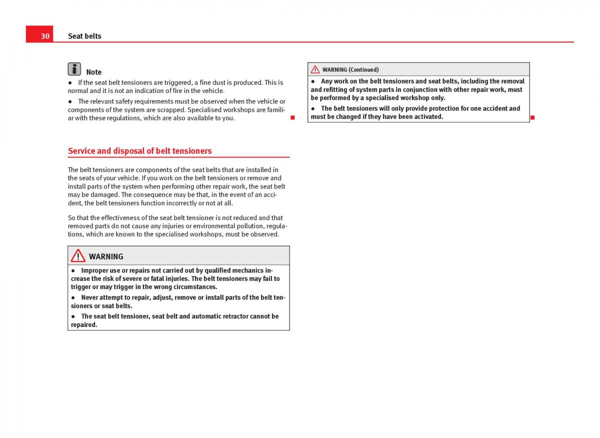 Seat Leon III 3 owners manual / page 32