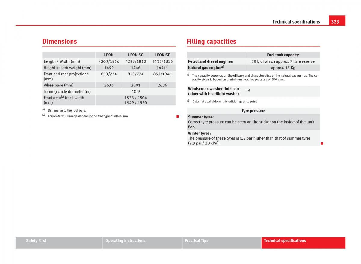 Seat Leon III 3 owners manual / page 325