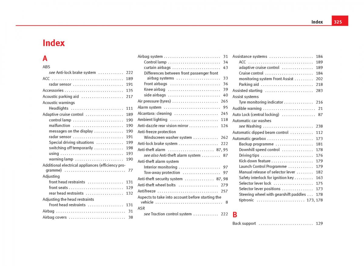 Seat Leon III 3 owners manual / page 327