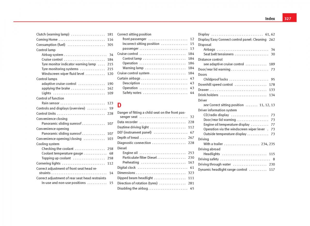 Seat Leon III 3 owners manual / page 329