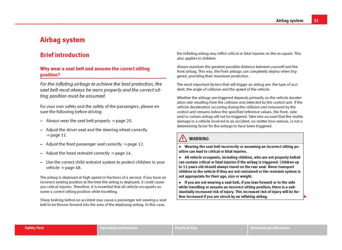 Seat Leon III 3 owners manual / page 33