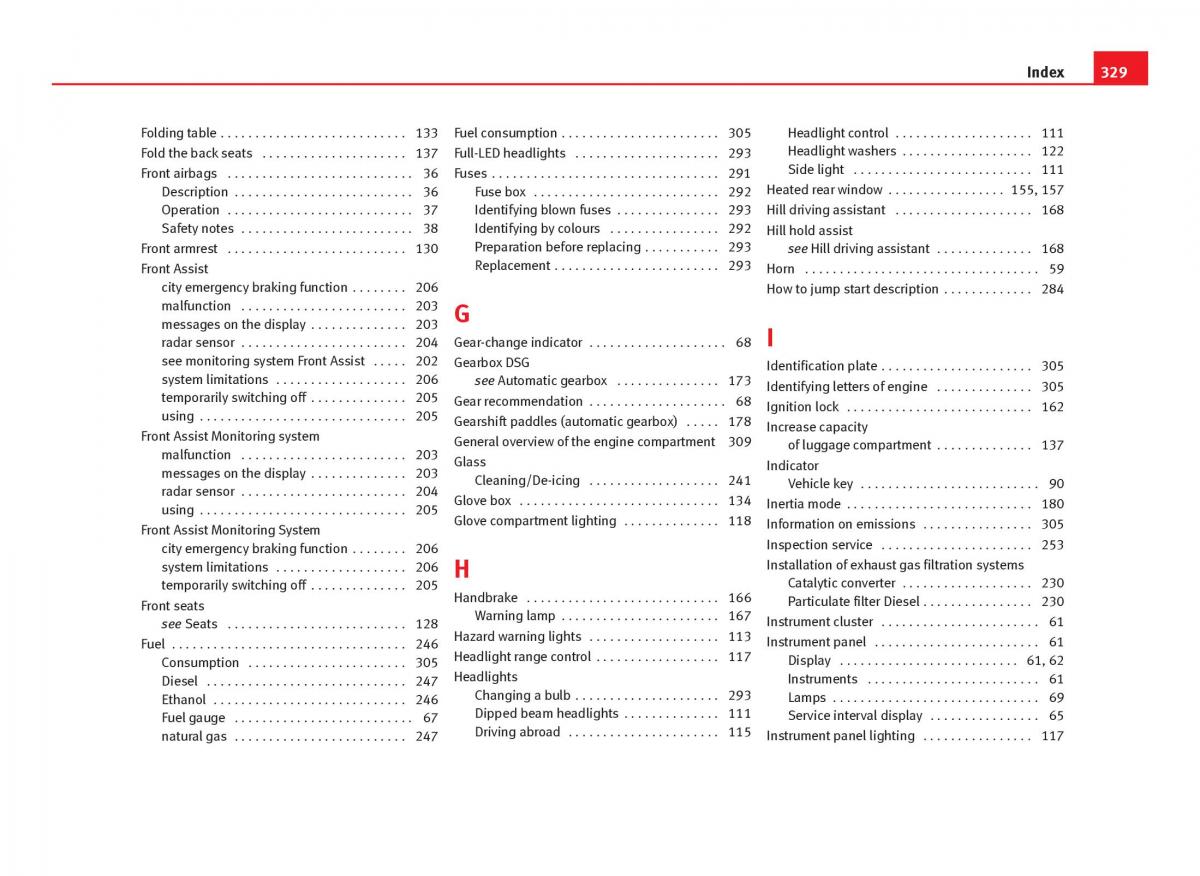 Seat Leon III 3 owners manual / page 331