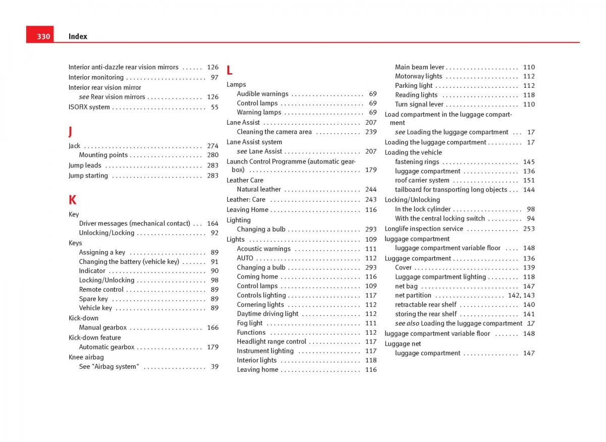 Seat Leon III 3 owners manual / page 332