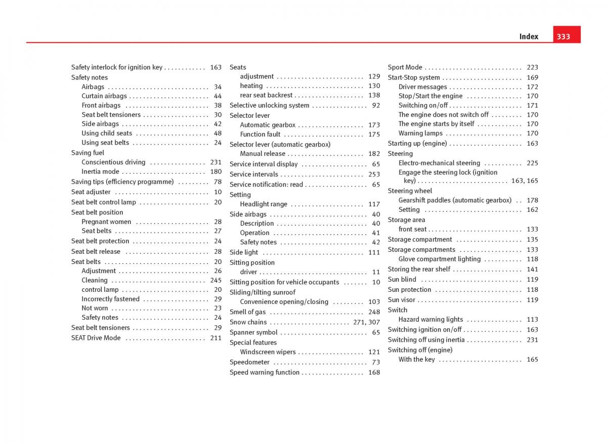 Seat Leon III 3 owners manual / page 335