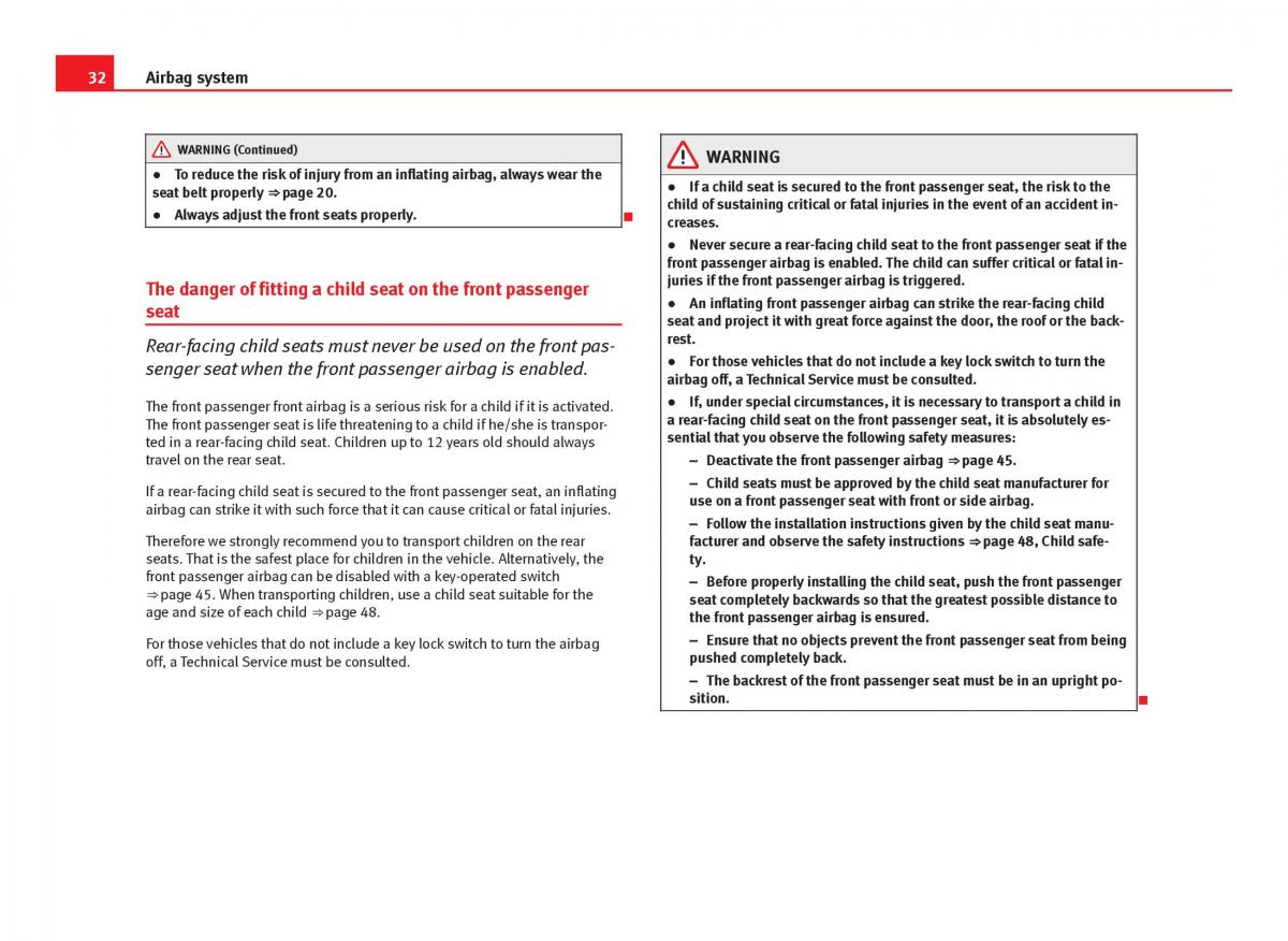 Seat Leon III 3 owners manual / page 34