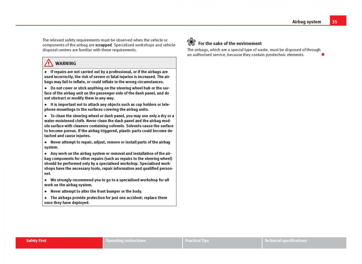 Seat Leon III 3 owners manual / page 37