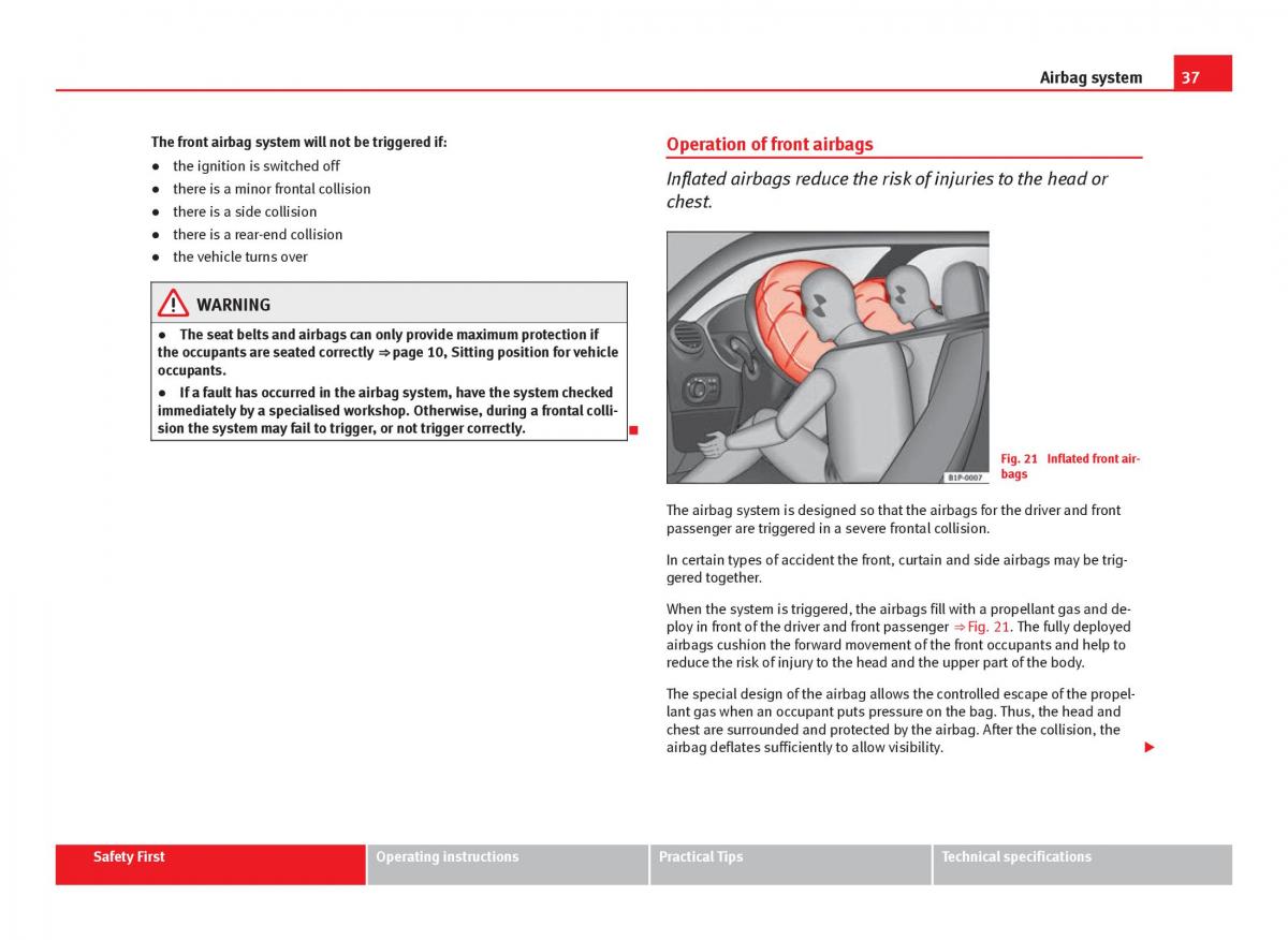 Seat Leon III 3 owners manual / page 39